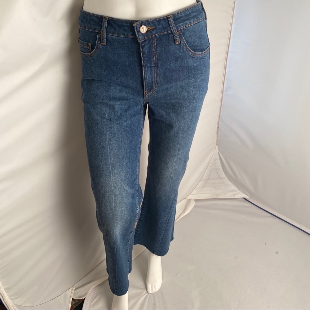 Anthropologie Pilcro and the Letterpress high rise raw edge flare jeans